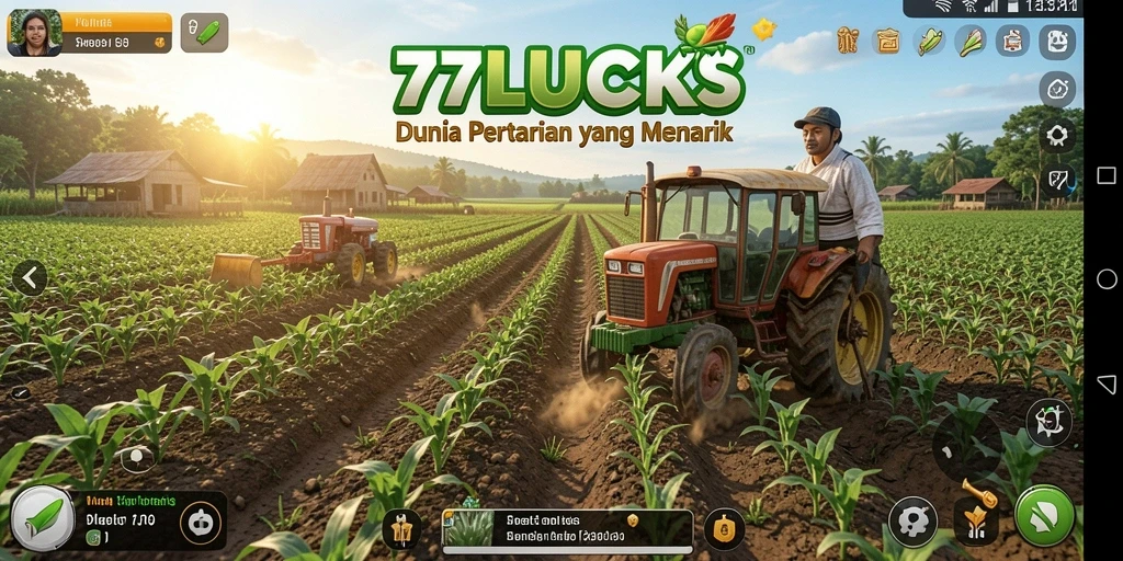 Screenshot gameplay 77LUCKS menampilkan aktivitas pertanian yang seru dan mengasyikkan.