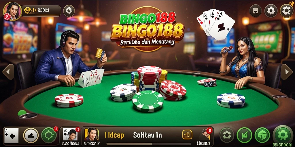 Screenshot gameplay BINGO188 yang menampilkan aksi poker seru.