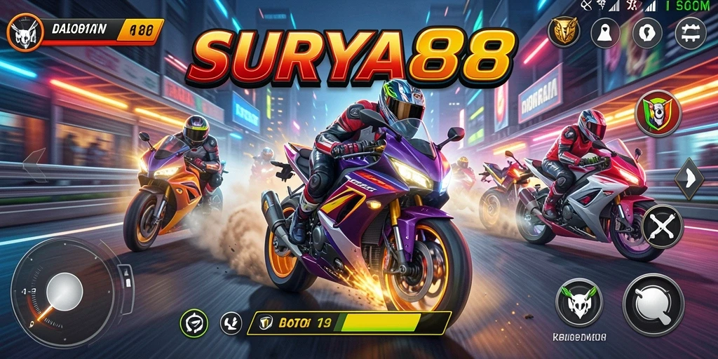 Gameplay balapan motor yang mendebarkan di SURYA88.