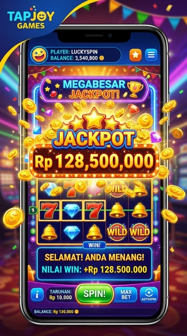 Screenshot aplikasi tapjoy dengan berbagai kategori terdaftar.