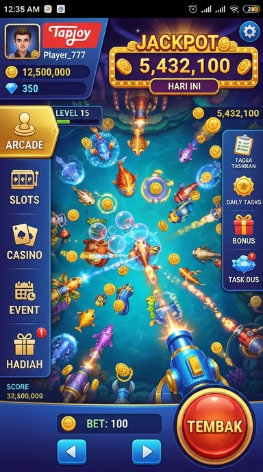 Tampilan antarmuka pengguna aplikasi tapjoy yang intuitif dan mudah digunakan.